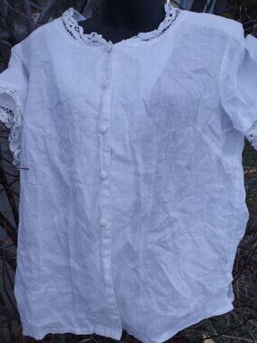 Ladies 100% Linen Blouse By Top Style Made In Italy